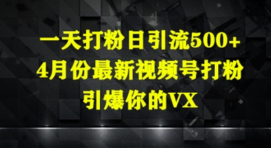 一天打粉日引流500+，4月份最新视频号打粉，引爆你的微信_八载学创