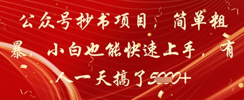 公众号抄书项目，简单粗暴，小白也能快速上手，有人一天搞了1k+_八载学创