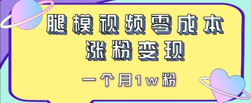 腿模视频，零成本涨粉变现，一个月1w粉_八载学创