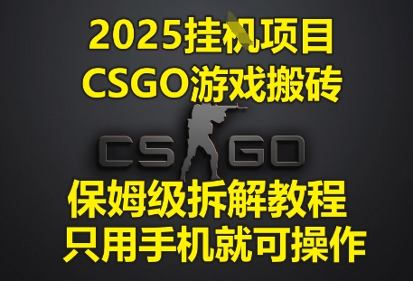 2025挂G项目，CSGO游戏搬砖，保姆级拆解教程，只用手机就可操作【揭秘】_八载学创