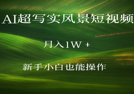 AI超写实风景短视频，月入1w，新手小白都能操作_八载学创