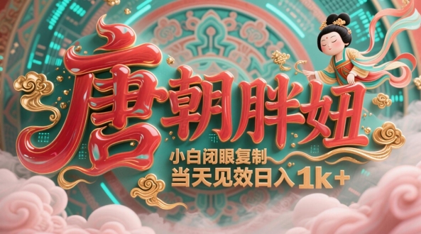 用AI克隆“唐朝胖妞”日更3条，平台疯狂推流，小白闭眼复制，当天见效，日入1k+_八载学创