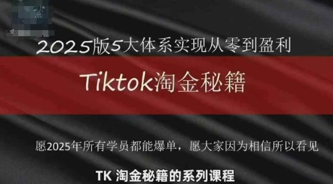 TikTok跨境2025淘金秘籍，​2025TikTok从0到盈利变现_八载学创