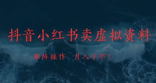 抖音小红书卖虚拟资料，市场需求一直存在，矩阵操作，月入1w+_八载学创