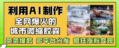 利用AI制作全网爆火的城市微缩胶囊，条条爆款， 多平台分发，疯狂涨粉变现_八载学创