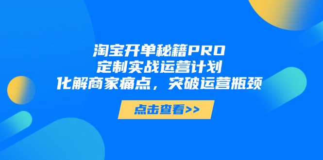 （14642期）淘宝开单秘籍PRO，定制实战运营计划，化解商家痛点，突破运营瓶颈_八载学创