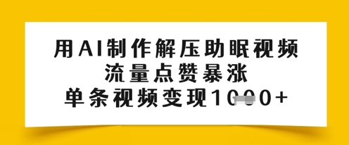 用AI制作解压助眠视频，流量点赞暴涨，单条视频变现多张_八载学创